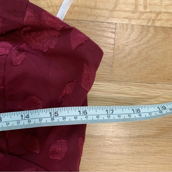 Lulus Forever Be Burgundy Floral Ruffle One-Shoulder Maxi Dress Size M Romantic - Picture 13 of 15